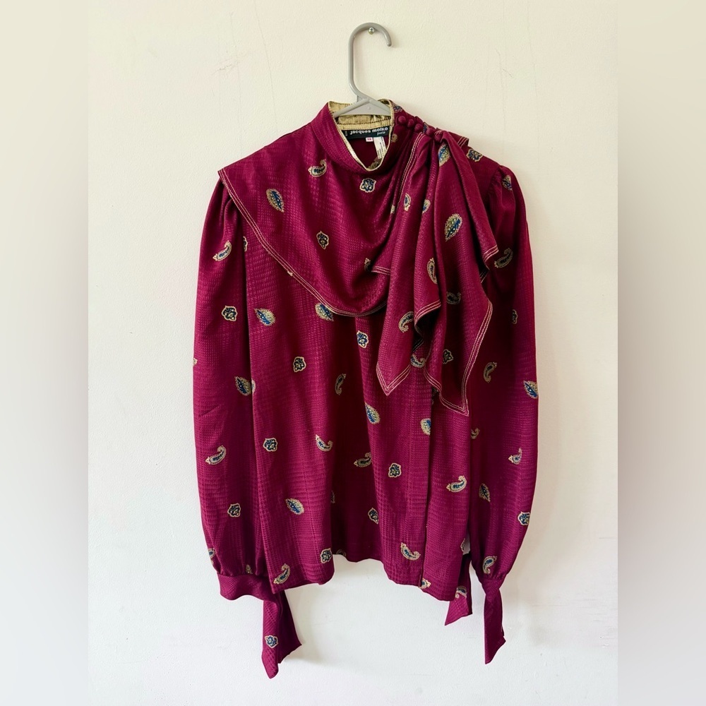 Vintage Silk Jacques Molko Blouse, made in Paris, eu size 38, us medium